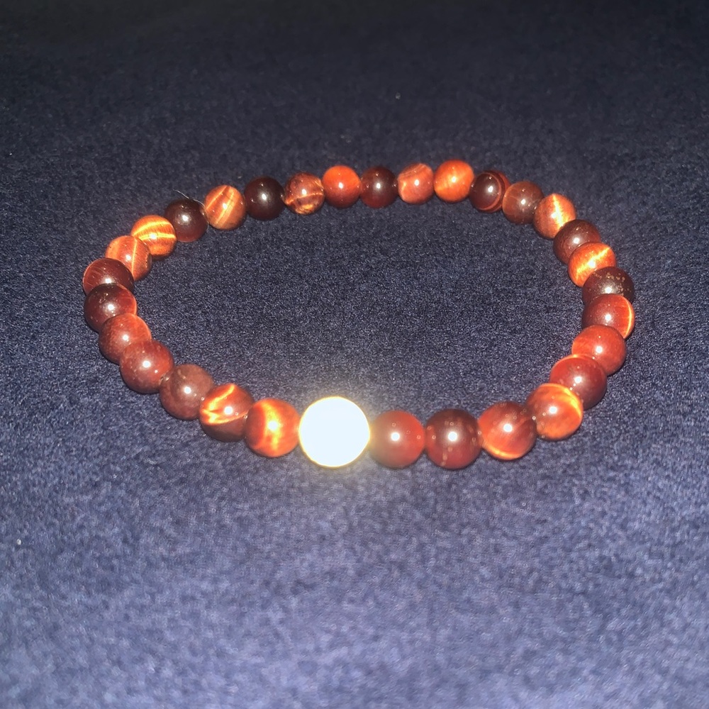 Caputo & Co. Red Tiger Eye Stone Bead Bracelet